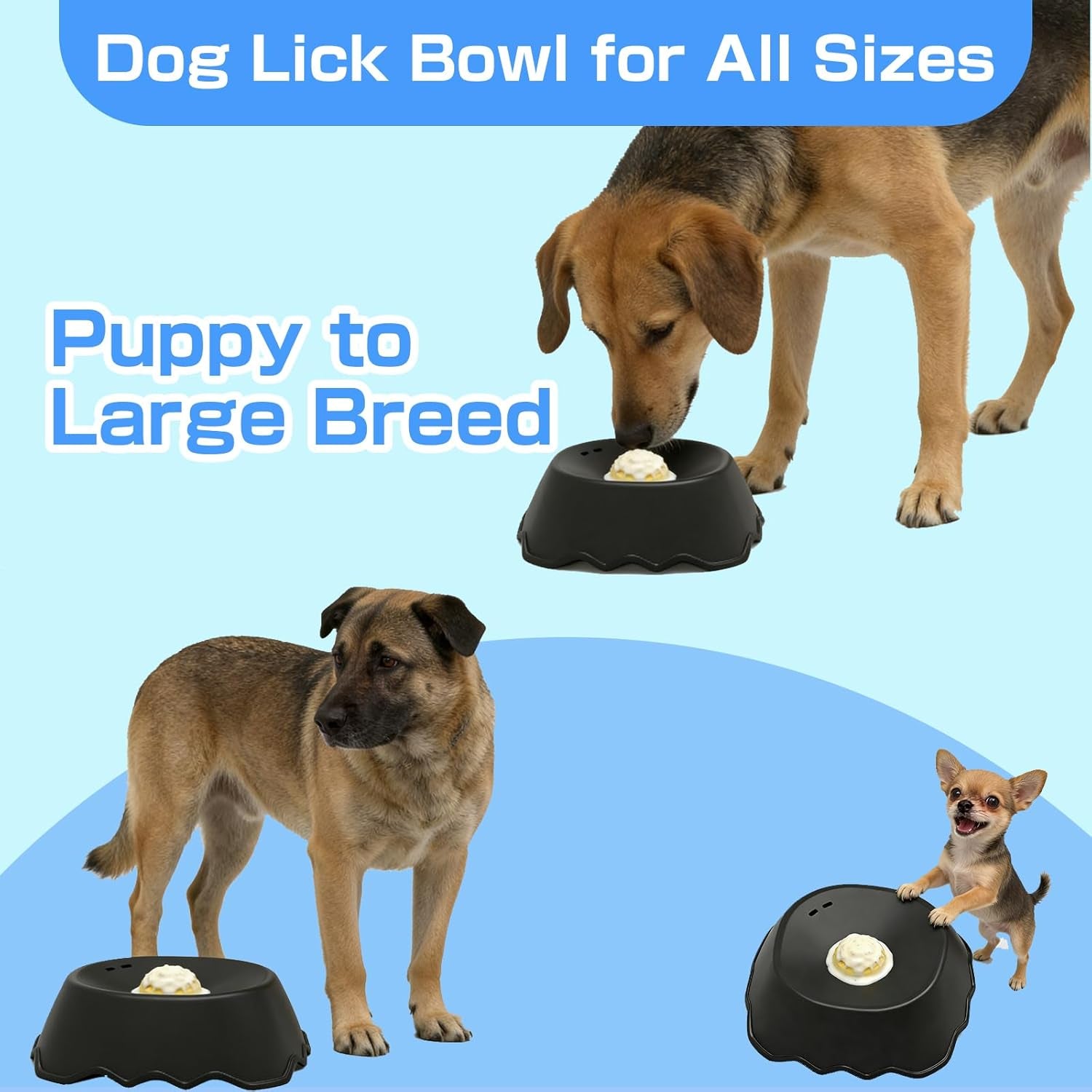 Slow Feeder Dog Bowl, Interactive Lick & Roll Design, Anti-Choking & Anxiety Relief 1.25 Cup, Non-Slip Liquid Food Bowl for Puppies, Senior Dogs, Small Medium Large Dogs (1, Blue)