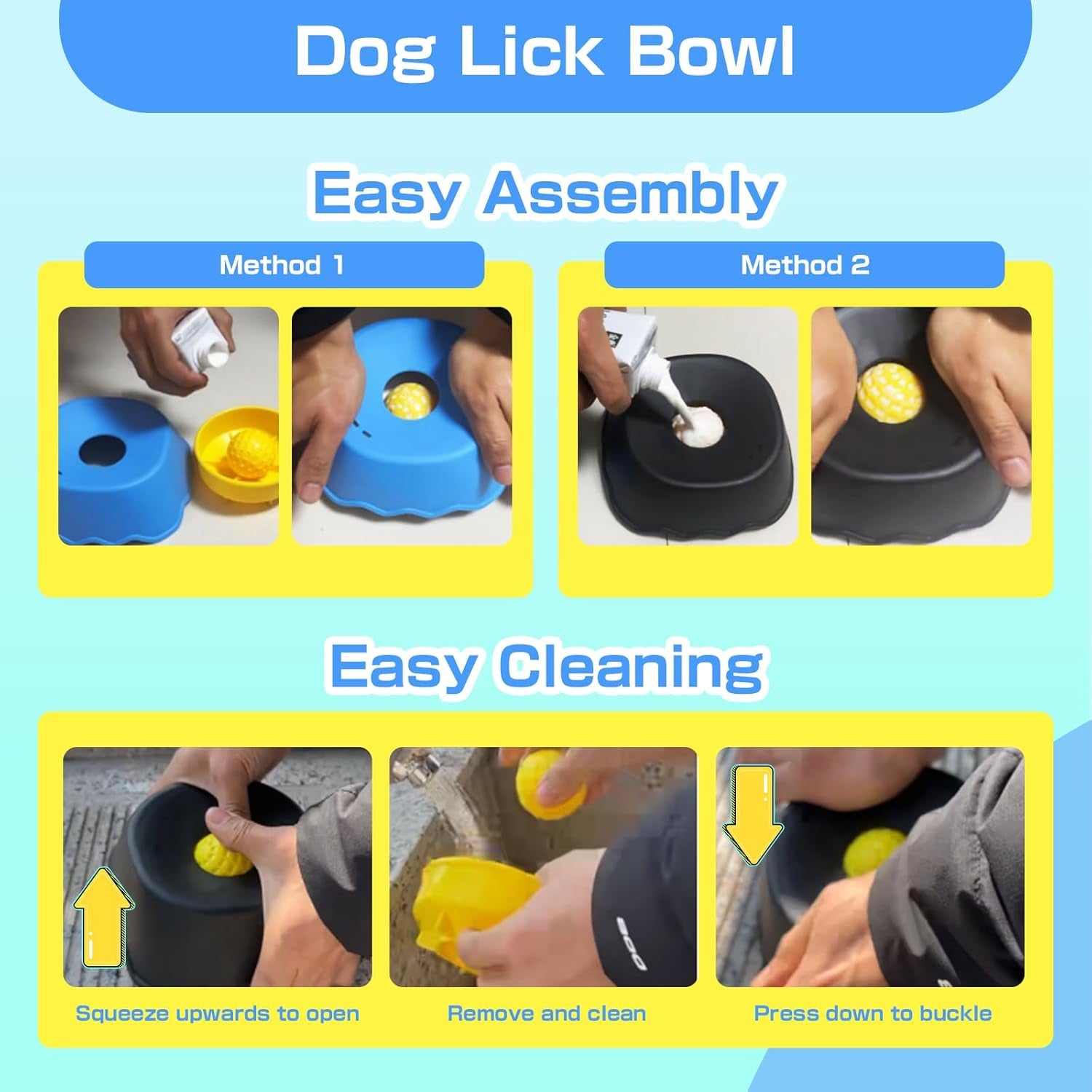 Slow Feeder Dog Bowl, Interactive Lick & Roll Design, Anti-Choking & Anxiety Relief 1.25 Cup, Non-Slip Liquid Food Bowl for Puppies, Senior Dogs, Small Medium Large Dogs (1, Blue)