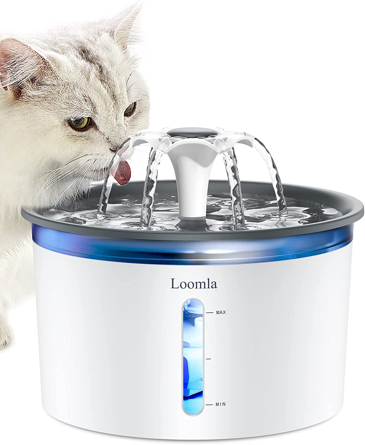 Pet Water Fountain, 85Oz/2.5L Automatic Water Dispenser with Switchable LED Lights, 2 Replacement Filters 